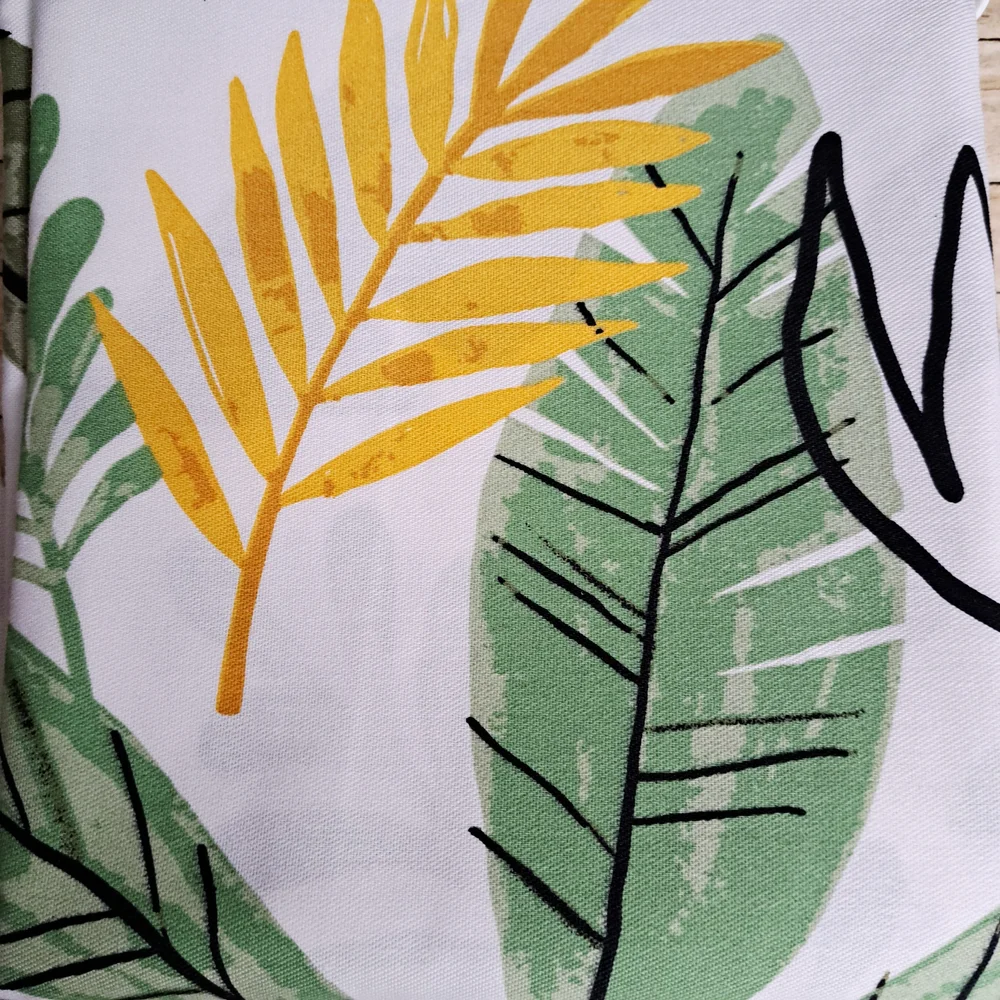 Pillowfort Floral Leaf Design White Green Yellow Shower Curtain
